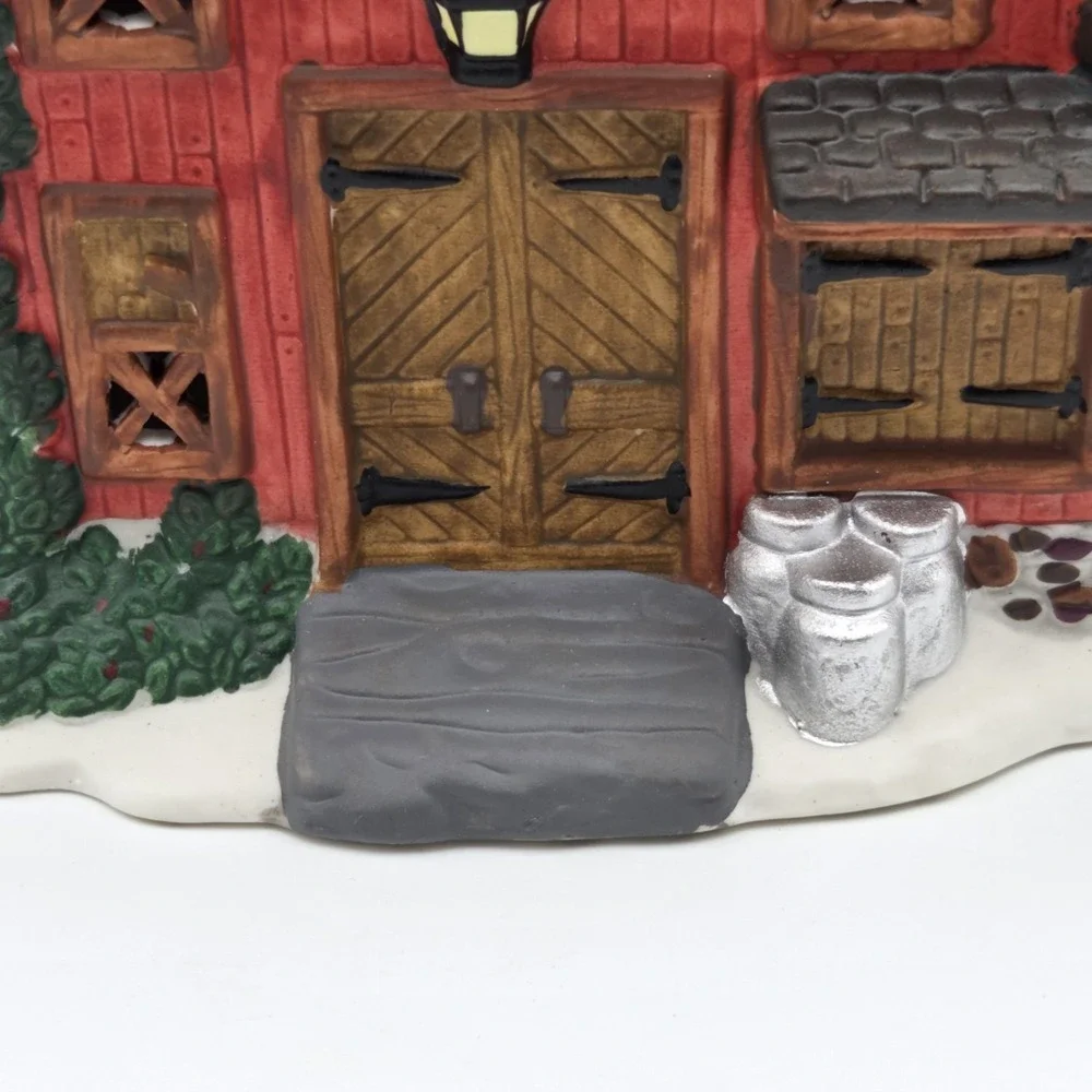 Vintage Dicken's Village O'Well Heartland Valley Village Red Barn With Silo  NEW